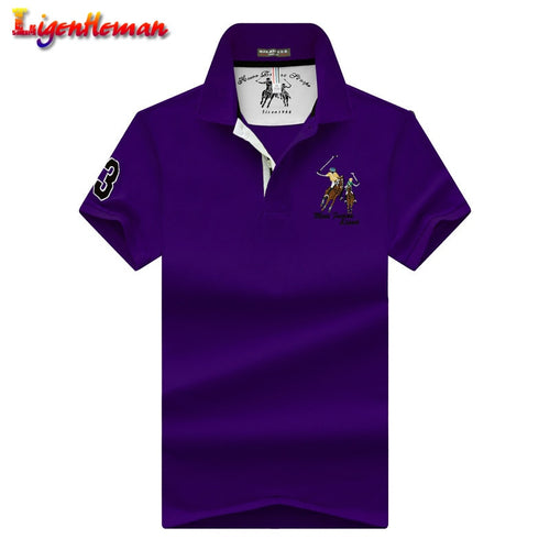 High Quality Tops  Men Pure color embroidery lapel soft Polo shirts Business plus size polo Shirts men short sleeves polo shirt