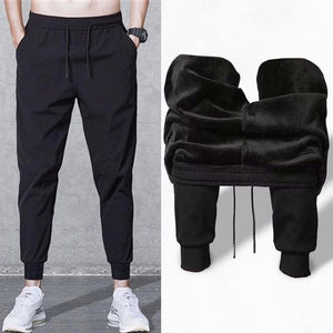 Men's Plus Size M-5XL Winter Warm Pants Outside Fleece Joggers Thicken Sweatpants Heavy Zipper Trousers Men Loose Sweat Pants