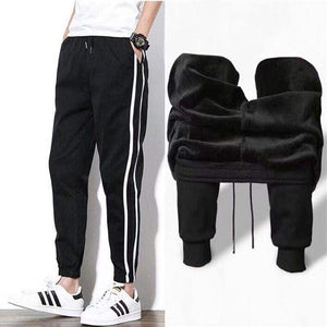 Men's Plus Size M-5XL Winter Warm Pants Outside Fleece Joggers Thicken Sweatpants Heavy Zipper Trousers Men Loose Sweat Pants