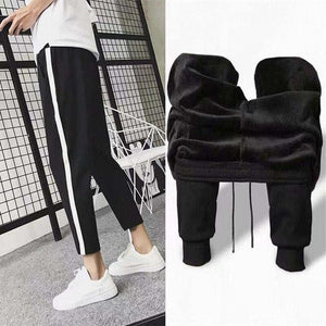 Men's Plus Size M-5XL Winter Warm Pants Outside Fleece Joggers Thicken Sweatpants Heavy Zipper Trousers Men Loose Sweat Pants