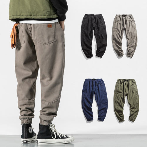 2019 Winter Bib Overall Men Jogger Pants Warm High Street Casual Pants Cargo Hip Hop Trousers Teenage Wool Sweatpants Brushed