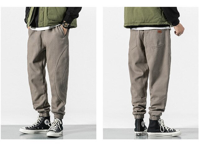 2019 Winter Bib Overall Men Jogger Pants Warm High Street Casual Pants Cargo Hip Hop Trousers Teenage Wool Sweatpants Brushed