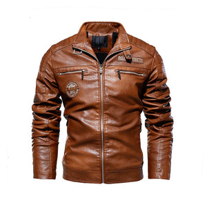 English Details European Code Men's Wear Leather Jacket Man Pu Loose Coat Locomotive Serve Increase Down Leather Clothing Male