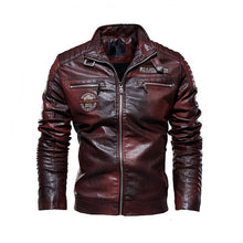 Load image into Gallery viewer, English Details European Code Men&#39;s Wear Leather Jacket Man Pu Loose Coat Locomotive Serve Increase Down Leather Clothing Male