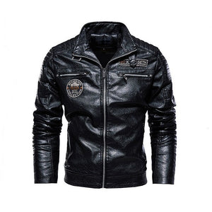 English Details European Code Men's Wear Leather Jacket Man Pu Loose Coat Locomotive Serve Increase Down Leather Clothing Male