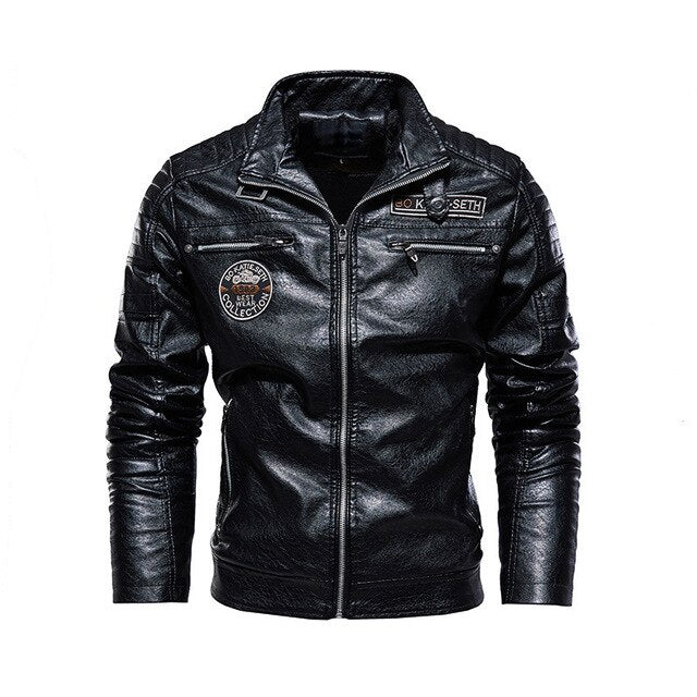 English Details European Code Men's Wear Leather Jacket Man Pu Loose Coat Locomotive Serve Increase Down Leather Clothing Male