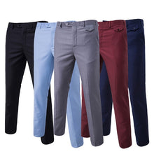 Load image into Gallery viewer, HEFLASHOR 2019 New Autumn Men Fashion Cotton Solid Color Business Suit Pants / Men Groom Wedding Dress Suit Pants Mens Trousers