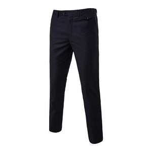 HEFLASHOR 2019 New Autumn Men Fashion Cotton Solid Color Business Suit Pants / Men Groom Wedding Dress Suit Pants Mens Trousers