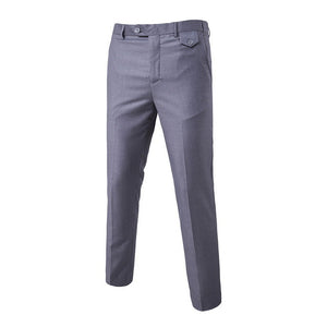 HEFLASHOR 2019 New Autumn Men Fashion Cotton Solid Color Business Suit Pants / Men Groom Wedding Dress Suit Pants Mens Trousers