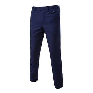 HEFLASHOR 2019 New Autumn Men Fashion Cotton Solid Color Business Suit Pants / Men Groom Wedding Dress Suit Pants Mens Trousers
