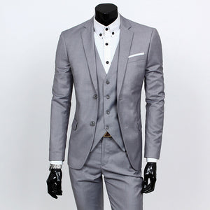 New 3pcs Wedding Suits for Men Three-piece Suit Slim Korean Casual Suit Business Dress Groom Wedding Dress Groomsmen Clothes