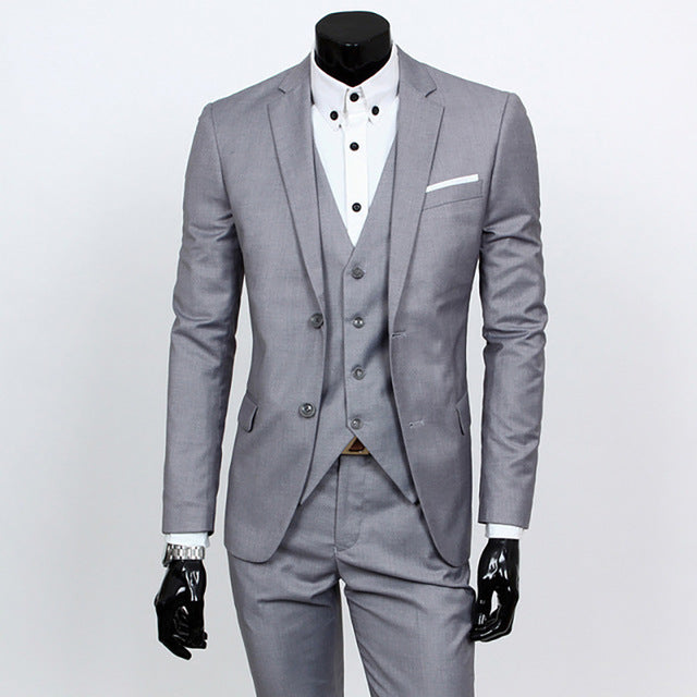 New 3pcs Wedding Suits for Men Three-piece Suit Slim Korean Casual Suit Business Dress Groom Wedding Dress Groomsmen Clothes
