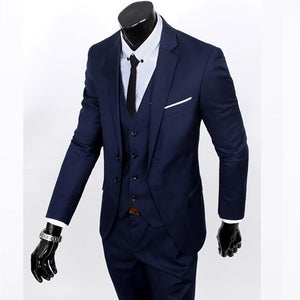 New 3pcs Wedding Suits for Men Three-piece Suit Slim Korean Casual Suit Business Dress Groom Wedding Dress Groomsmen Clothes