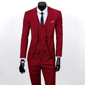 New 3pcs Wedding Suits for Men Three-piece Suit Slim Korean Casual Suit Business Dress Groom Wedding Dress Groomsmen Clothes