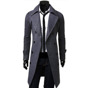 Fashion Men's Trench Coat Warm Thicken Jacket Woolen Peacoat Long Overcoat Tops
