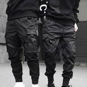 Men Cargo Pants Ribbons Harem Joggers Harajuku Sweatpant Hip Hop Trousers GDD99