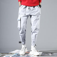 Load image into Gallery viewer, 2019 Men Multi-pocket Elastic Waist Design Harem Pant Street Punk Hip Hop Red Casual Trousers Joggers HKJ1