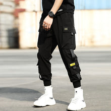 Load image into Gallery viewer, 2019 Men Multi-pocket Elastic Waist Design Harem Pant Street Punk Hip Hop Red Casual Trousers Joggers HKJ1