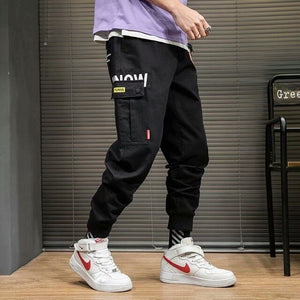 2019 Men Multi-pocket Elastic Waist Design Harem Pant Street Punk Hip Hop Red Casual Trousers Joggers HKJ1