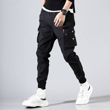 Load image into Gallery viewer, 2019 Men Multi-pocket Elastic Waist Design Harem Pant Street Punk Hip Hop Red Casual Trousers Joggers HKJ1