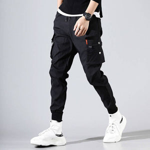 2019 Men Multi-pocket Elastic Waist Design Harem Pant Street Punk Hip Hop Red Casual Trousers Joggers HKJ1
