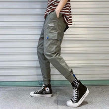 Load image into Gallery viewer, 2019 Men Multi-pocket Elastic Waist Design Harem Pant Street Punk Hip Hop Red Casual Trousers Joggers HKJ1