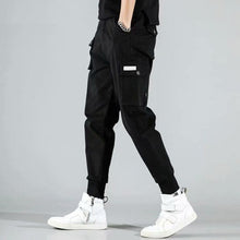 Load image into Gallery viewer, 2019 Men Multi-pocket Elastic Waist Design Harem Pant Street Punk Hip Hop Red Casual Trousers Joggers HKJ1