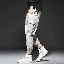 Load image into Gallery viewer, 2019 Men Multi-pocket Elastic Waist Design Harem Pant Street Punk Hip Hop Red Casual Trousers Joggers HKJ1