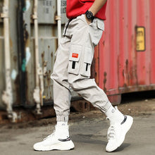 Load image into Gallery viewer, 2019 Men Multi-pocket Elastic Waist Design Harem Pant Street Punk Hip Hop Red Casual Trousers Joggers HKJ1
