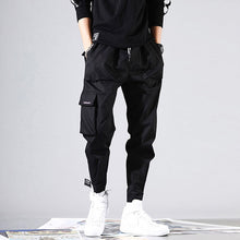 Load image into Gallery viewer, 2019 Men Multi-pocket Elastic Waist Design Harem Pant Street Punk Hip Hop Red Casual Trousers Joggers HKJ1
