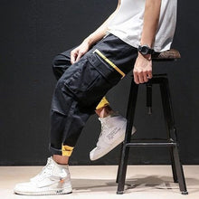 Load image into Gallery viewer, 2019 Men Multi-pocket Elastic Waist Design Harem Pant Street Punk Hip Hop Red Casual Trousers Joggers HKJ1
