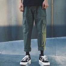 Load image into Gallery viewer, 2019 Men Multi-pocket Elastic Waist Design Harem Pant Street Punk Hip Hop Red Casual Trousers Joggers HKJ1