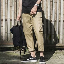 Load image into Gallery viewer, 2019 Men Multi-pocket Elastic Waist Design Harem Pant Street Punk Hip Hop Red Casual Trousers Joggers HKJ1