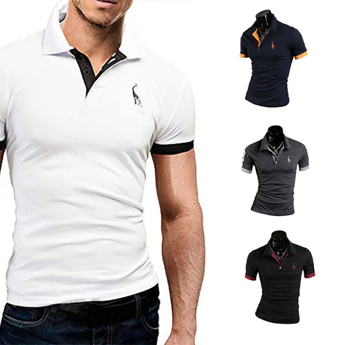 Summer Fashion Men Short-Sleeved Casual Style Fashion Short-Sleeved Top Popular Fashion Polo Solid Color Shirt