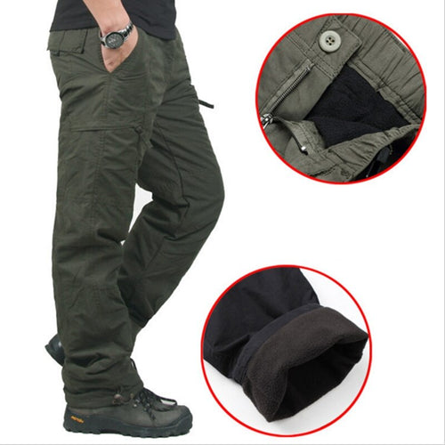 Winter Warm Tactical Thick Fleece Pants Army Male Plus Size Cotton Trousers Military Camouflage Black Men's Cargo Pants
