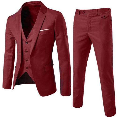 HEFLASHOR Hot Men Blazers Suit Sets 3Pcs Blazer Suit+Vest+Pants Business Suits Sets Solid Color Oversize Dress Business Suit Set