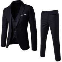 Load image into Gallery viewer, HEFLASHOR Hot Men Blazers Suit Sets 3Pcs Blazer Suit+Vest+Pants Business Suits Sets Solid Color Oversize Dress Business Suit Set