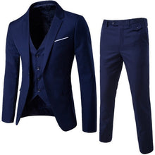 Load image into Gallery viewer, HEFLASHOR Hot Men Blazers Suit Sets 3Pcs Blazer Suit+Vest+Pants Business Suits Sets Solid Color Oversize Dress Business Suit Set