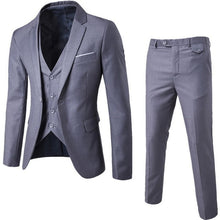 Load image into Gallery viewer, HEFLASHOR Hot Men Blazers Suit Sets 3Pcs Blazer Suit+Vest+Pants Business Suits Sets Solid Color Oversize Dress Business Suit Set