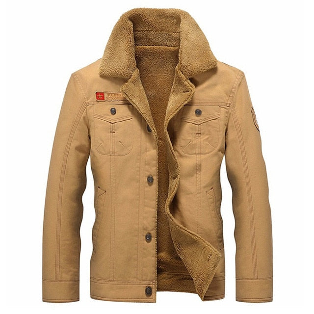 Winter Jacket Men Military Outerwear Tactical Air Force Pilot Bomber Jackets Mens Fur Collar jeans Coats 5XL jaqueta masculino