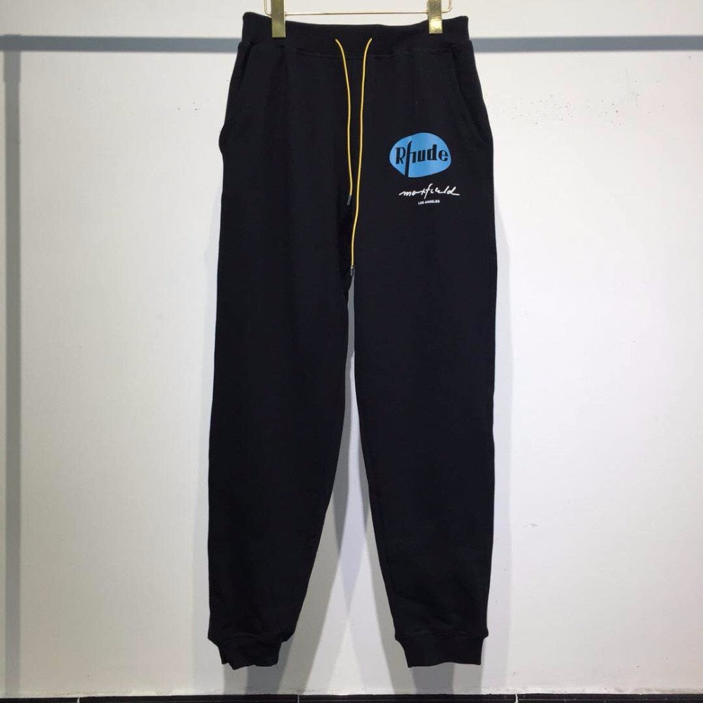 Latest High Quality RHUDE Sweatpants riri zipper Fashion Men Women Hip Hop Drawstring Leisure Trousers Cotton RHUDE Pants