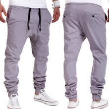 Load image into Gallery viewer, Men Long Pants Solid Black Color Drawstring Mid Waist Loose Casual Style Sutumn Autumn Wear Trousers Cross Pants Fashion /-