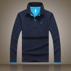 2019 New men embroidery harmont Long-sleeve Polo Shirt Plus 6 Colors Casual Turn-down Collar Polo Good Quality Polo Shirt blaine