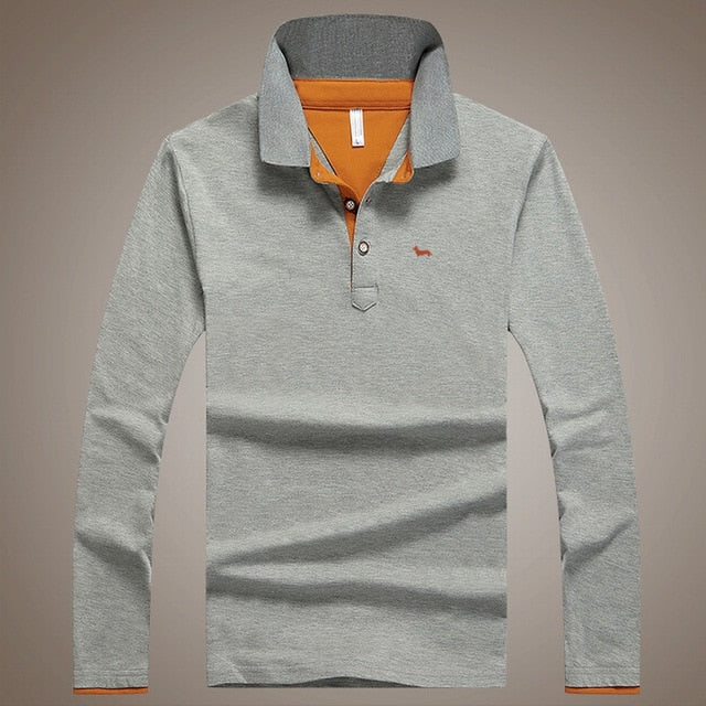 2019 New men embroidery harmont Long-sleeve Polo Shirt Plus 6 Colors Casual Turn-down Collar Polo Good Quality Polo Shirt blaine