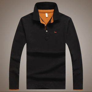 2019 New men embroidery harmont Long-sleeve Polo Shirt Plus 6 Colors Casual Turn-down Collar Polo Good Quality Polo Shirt blaine