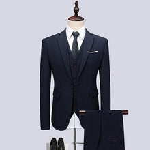 Load image into Gallery viewer, MarKyi 2019 High Quality Suits 3 Pieces (Jacket+Pant+Vest) Black Classic Suit For Men Terno Masculino Slim Fit Mens Formal