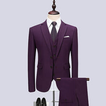 Load image into Gallery viewer, MarKyi 2019 High Quality Suits 3 Pieces (Jacket+Pant+Vest) Black Classic Suit For Men Terno Masculino Slim Fit Mens Formal
