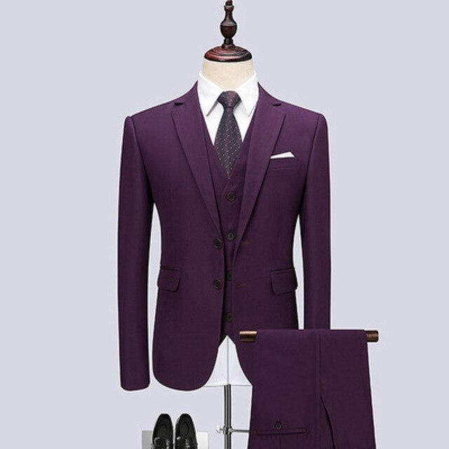 MarKyi 2019 High Quality Suits 3 Pieces (Jacket+Pant+Vest) Black Classic Suit For Men Terno Masculino Slim Fit Mens Formal