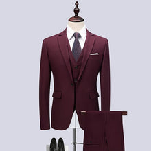 Load image into Gallery viewer, MarKyi 2019 High Quality Suits 3 Pieces (Jacket+Pant+Vest) Black Classic Suit For Men Terno Masculino Slim Fit Mens Formal