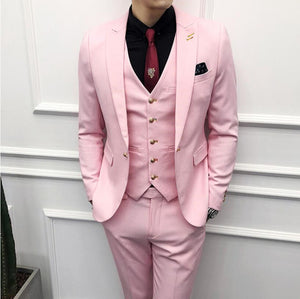Orange 3PC Suit Men Brand New Slim Fit Business Formal Wear Tuxedo High Quality Wedding Dress Mens Suits Casual Costum Made